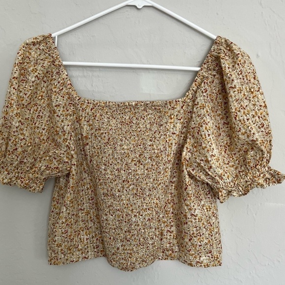 Madewell Hopewell Puff Sleeve Floral Crop Top NWT Size Small - Picture 7 of 7